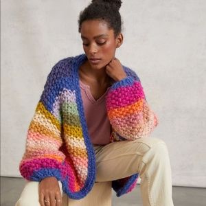 Anthropologie FRNCH Rainbow Knit Cardigan S/M